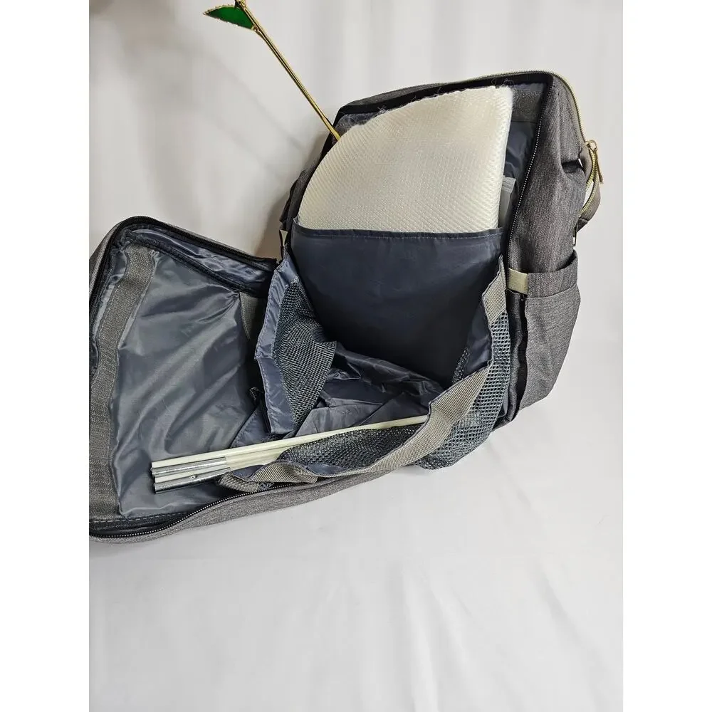 Land Travel Diaper Bag Backpack with USB & Fold-out Bassinet